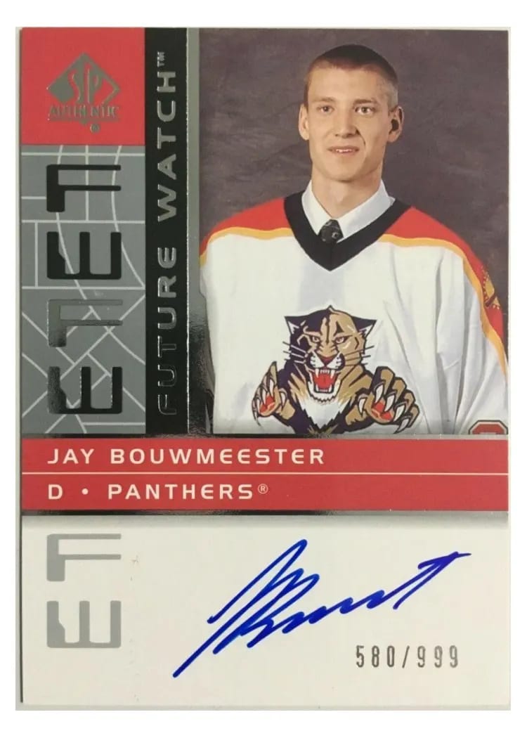 2002 SP Authentic Jay Bouwmeester #187 card