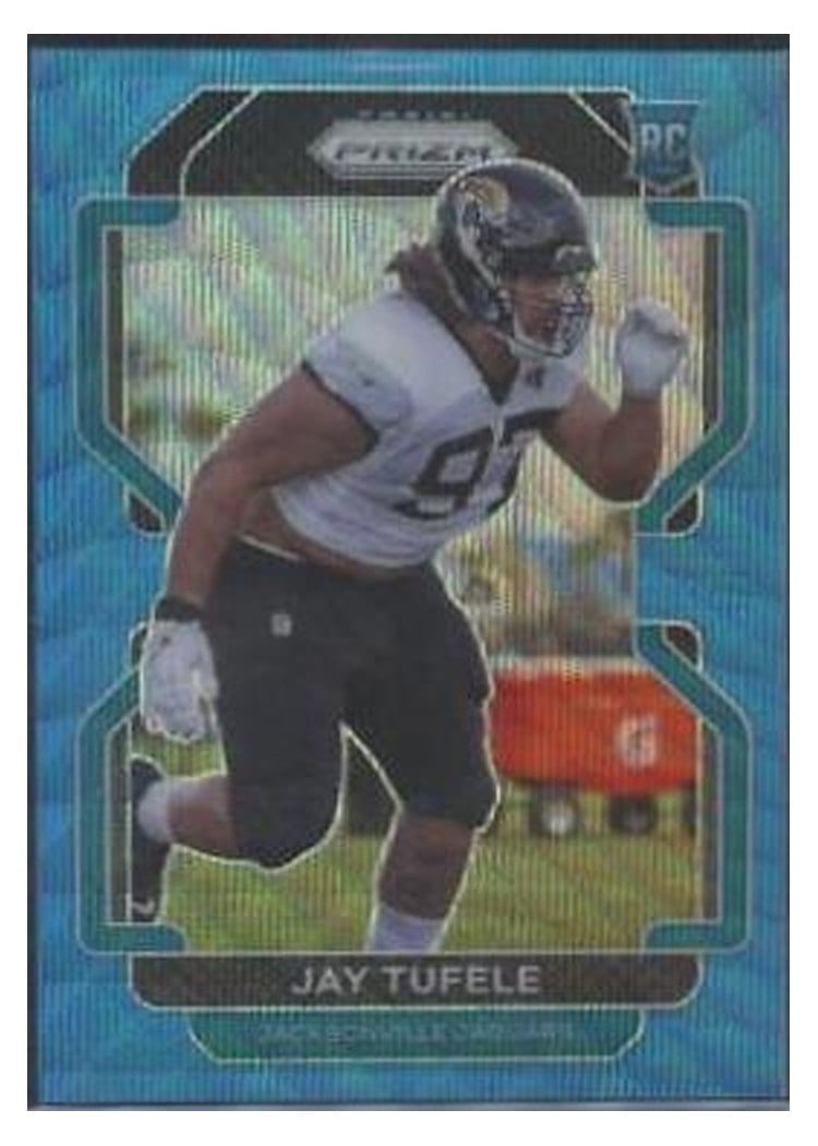 2021 Panini Prizm Base Set Jay Tufele Blue Wave Prizm #440 card