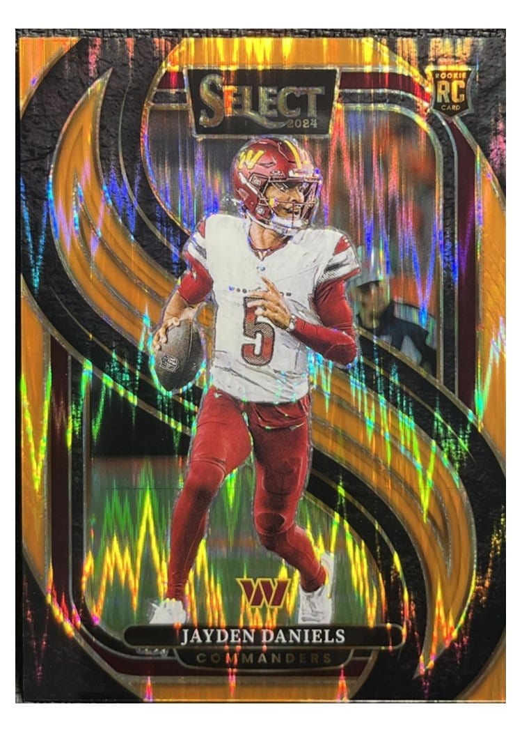 2024 Panini Select Jayden Daniels Orange Prizm Shock #112 card