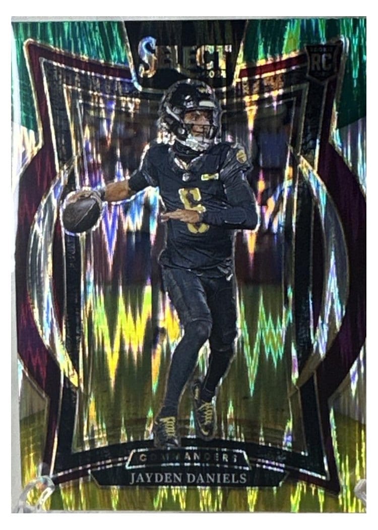 2024 Panini Select Jayden Daniels Green Yellow Prizm Shock #26 card