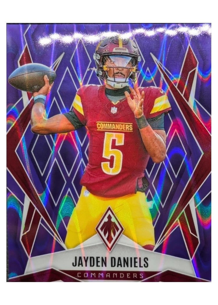 2025 Panini Phoenix Base Set Jayden Daniels Purple Seismic #8 card