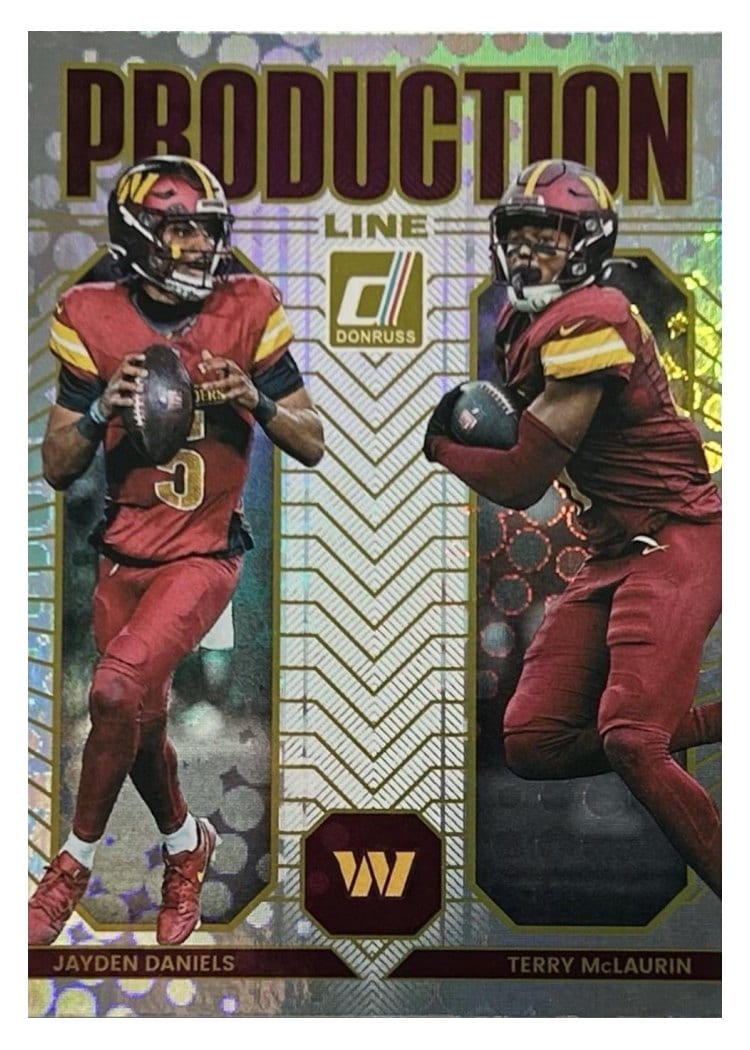 2025 Donruss Production Line Jayden Daniels / Terry McLaurin #8 card