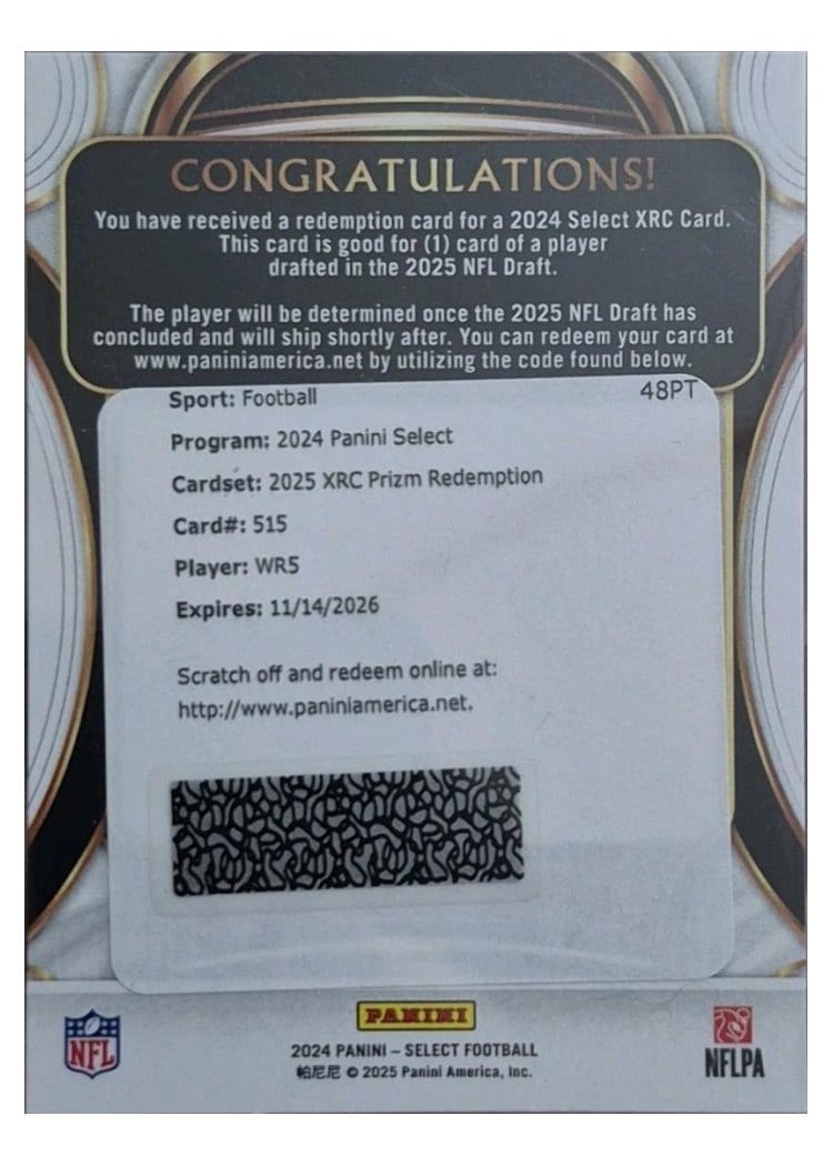 2024 Panini Select 2025 XRC Prizm Redemption Jayden Higgins #515 card