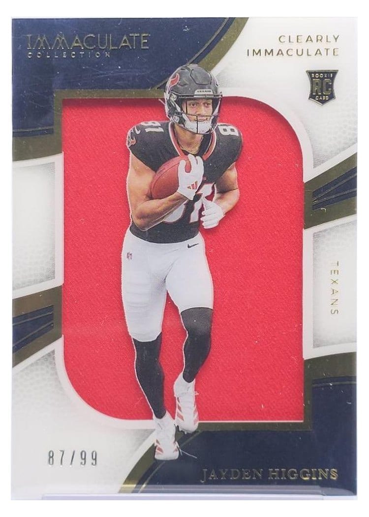 2025 Panini Immaculate Clearly Immaculate Rookie Jerseys Jayden Higgins #14 card