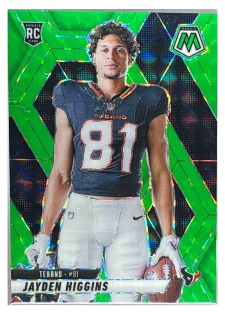 2025 Panini Mosaic Base Set Jayden Higgins Green Fluorescent #286 card