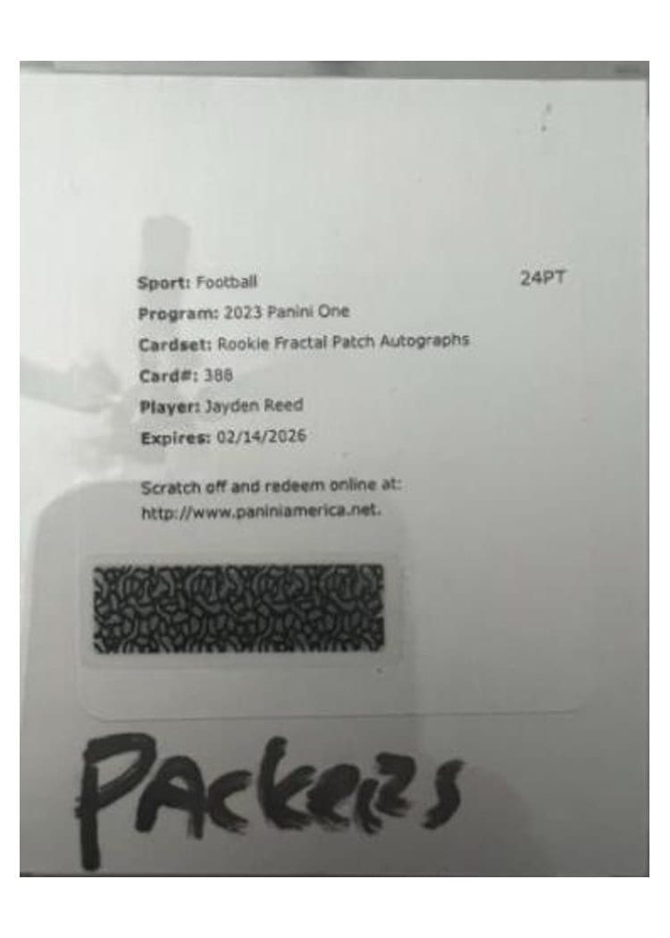 2023 Panini One Rookie Fractal Jayden Reed #388 card