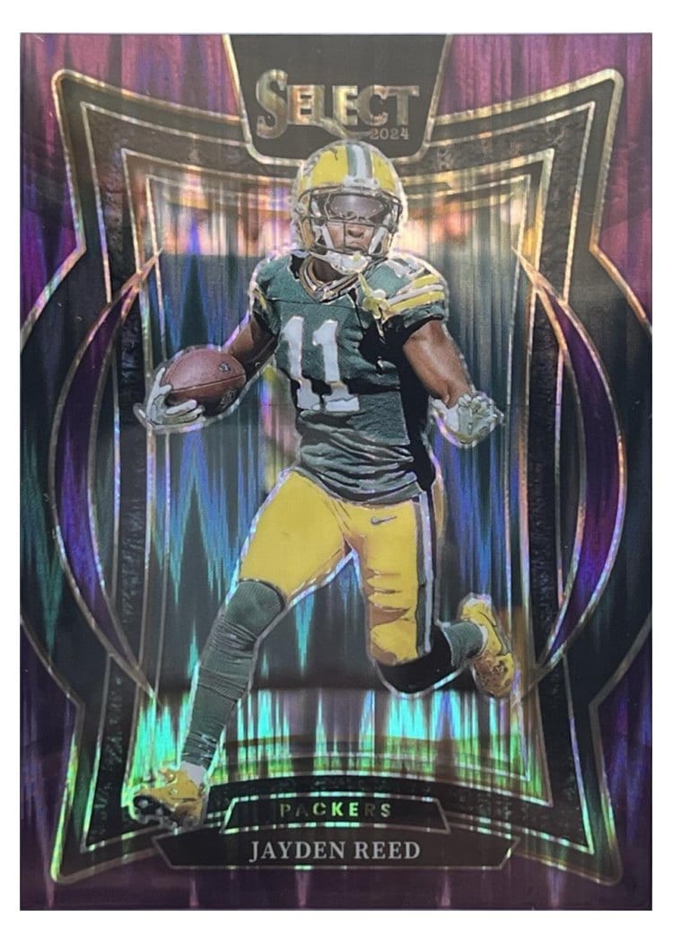 2024 Panini Select Base Set Jayden Reed Purple Prizm Shock #68 card