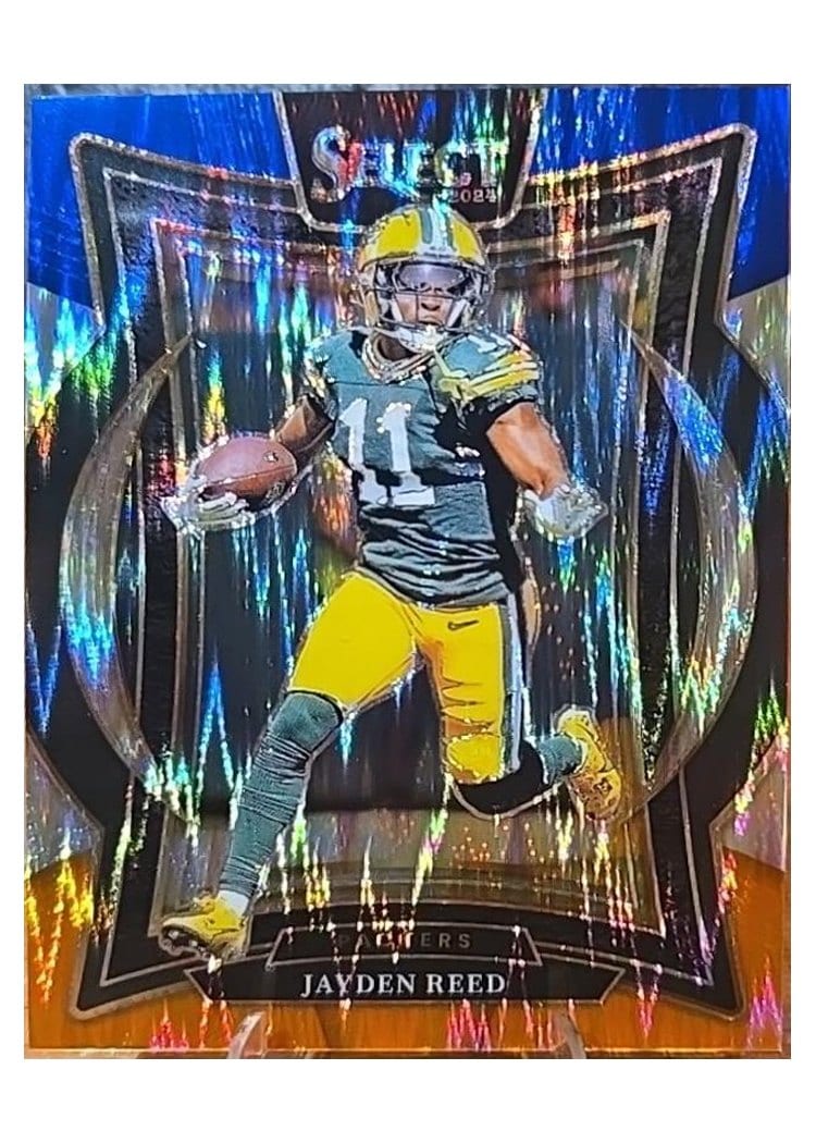 2024 Panini Select Base Set Jayden Reed Blue Orange Prizm Shock #68 card
