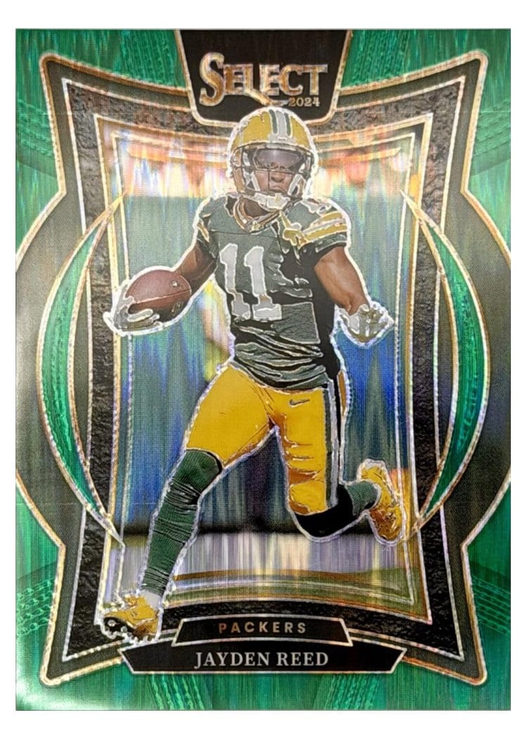 2024 Panini Select Base Set Jayden Reed Green Prizm Shock #68 card