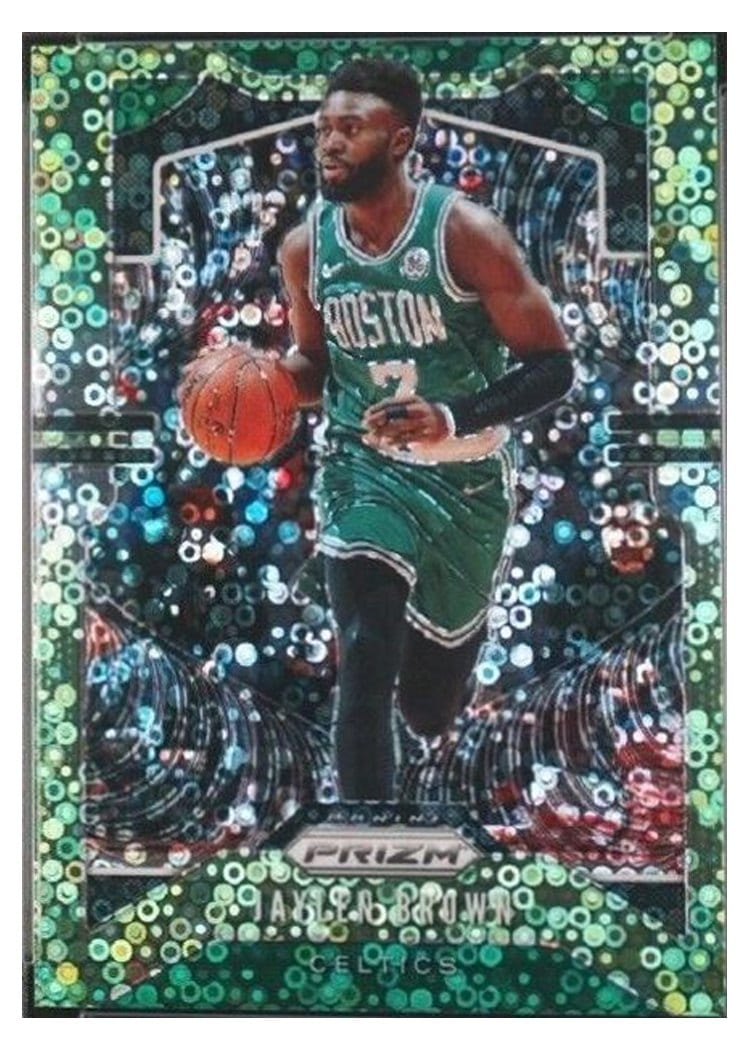 2019-20 Panini Prizm Base Set Jaylen Brown Fast Break Prizm Neon Green #40 card