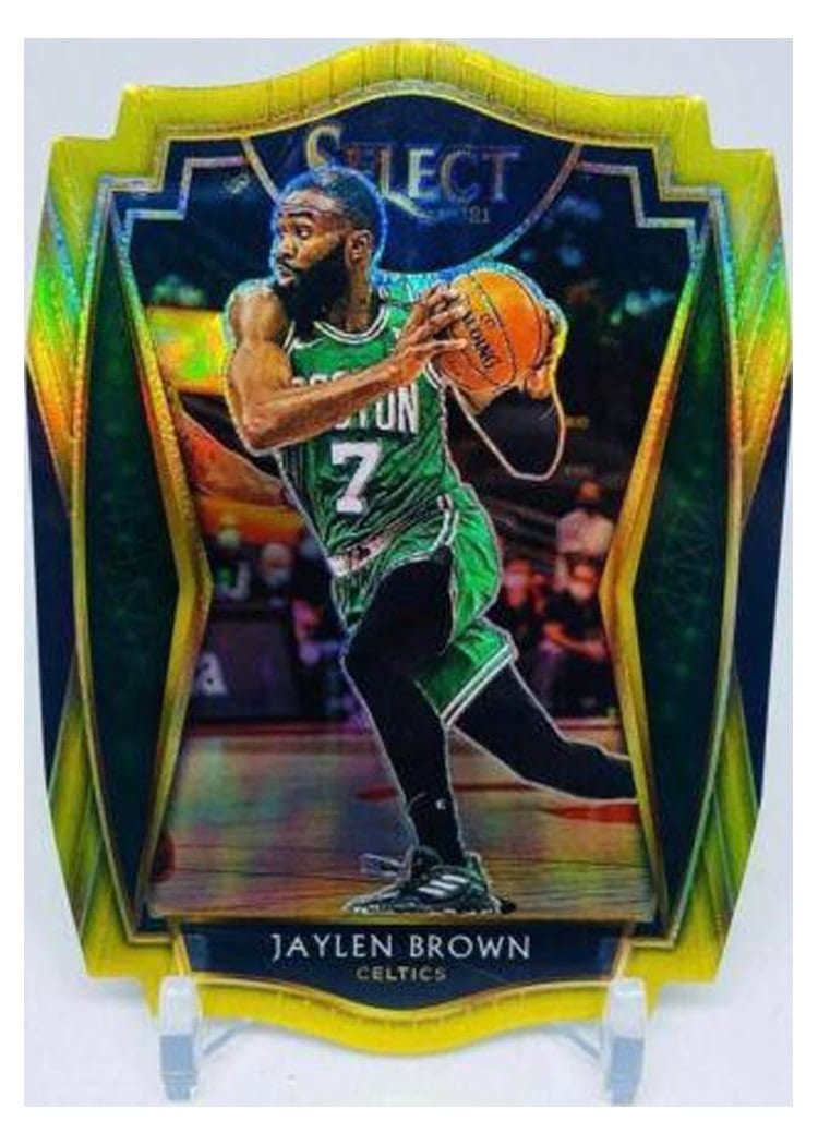 2020-21 Panini Select Base Set Jaylen Brown Gold Prizm Die Cut #164 card