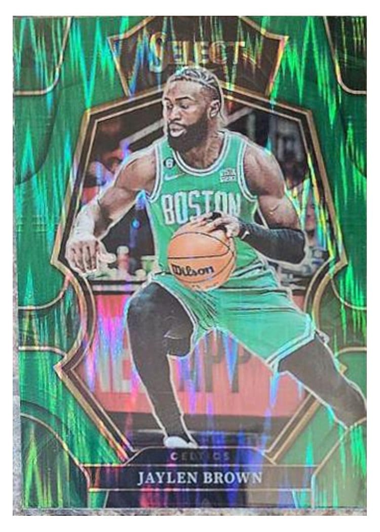 2022-23 Panini Select Base Set Jaylen Brown Green Shock Prizm #32 card