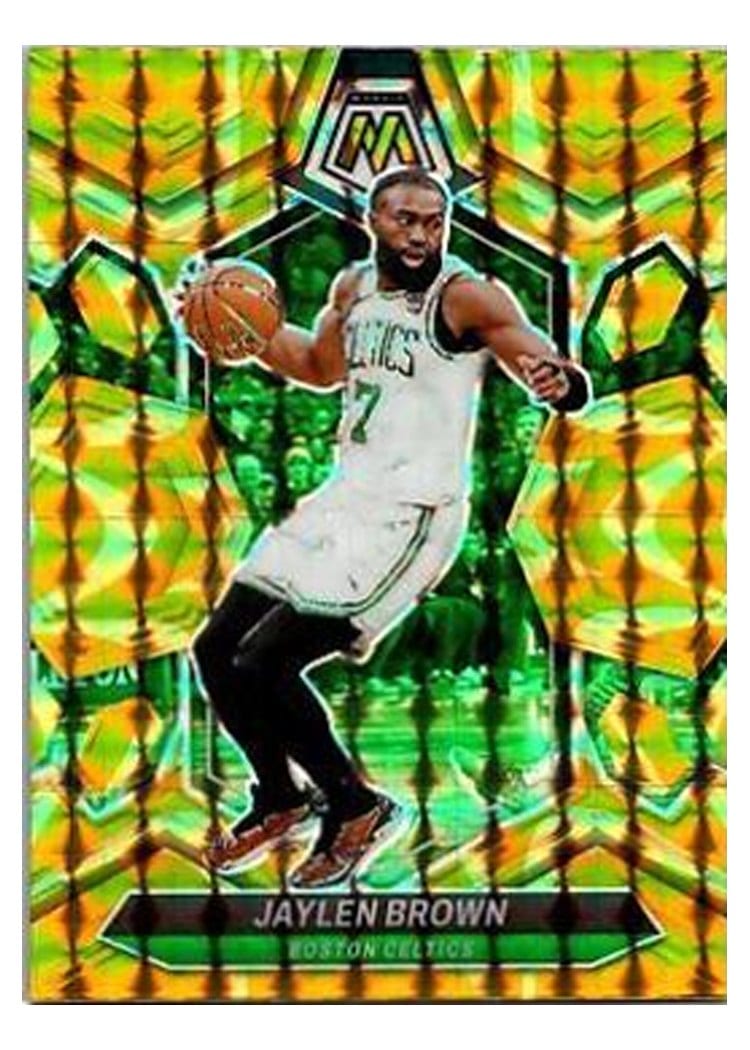 2023-24 Panini Mosaic Base Set Jaylen Brown Reactive Yellow #182 card