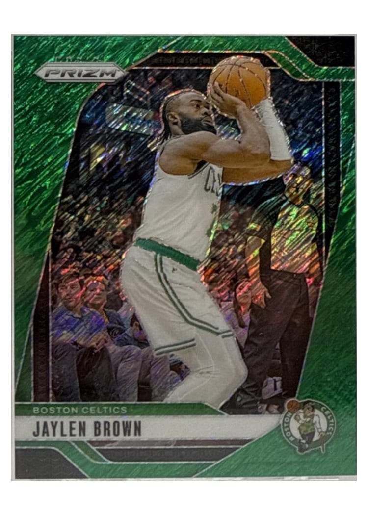 2024-25 Panini Prizm Base Set Jaylen Brown Green Shimmer FOTL #139 card