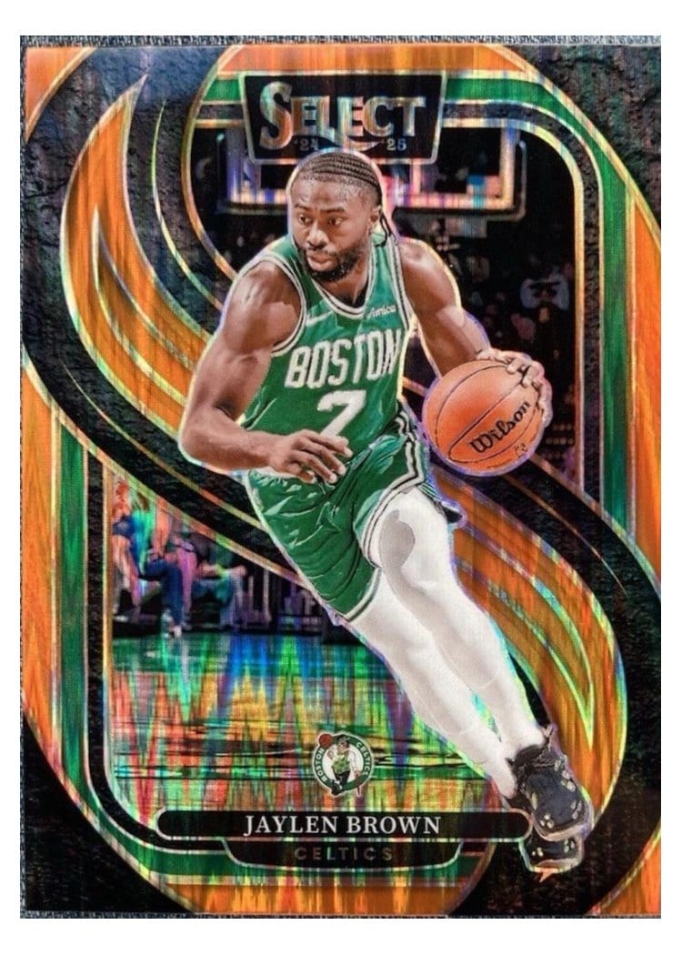 2024-25 Panini Select Base Set Jaylen Brown Orange Flash Prizm #146 card