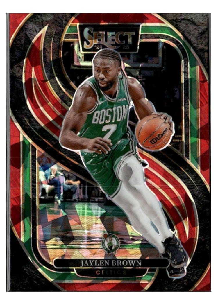2024-25 Panini Select Base Set Jaylen Brown Red Cracked Ice Prizm #146 card