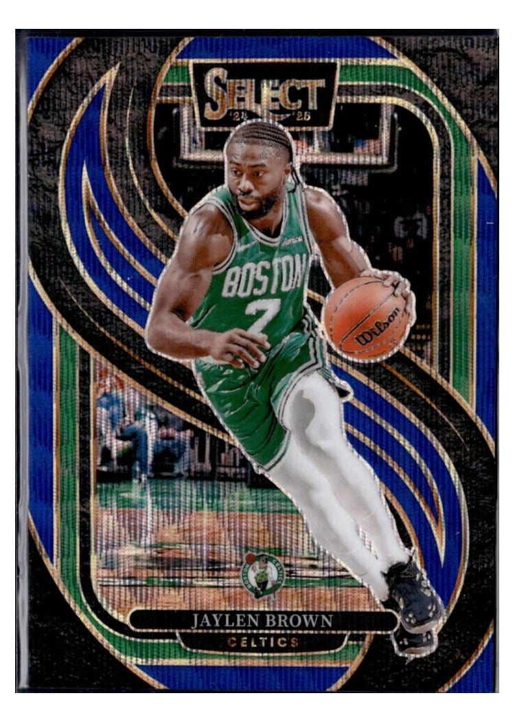 2024-25 Panini Select Base Set Jaylen Brown Blue Wave Prizm #146 card