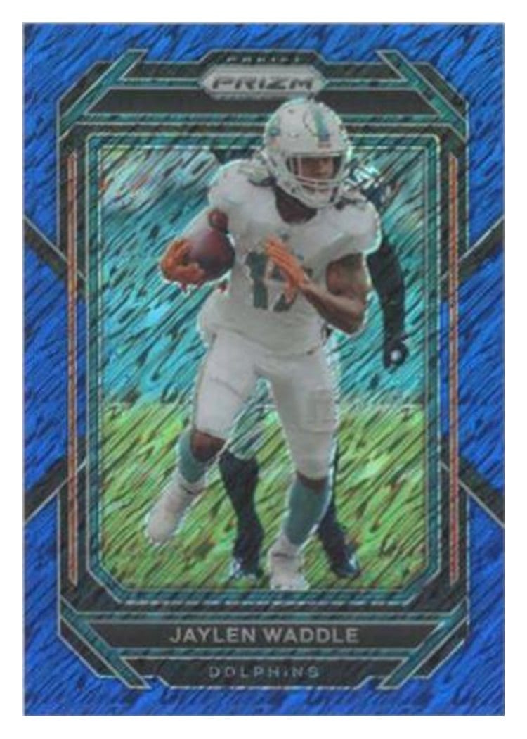 2022 Panini Prizm Base Set Jaylen Waddle Blue Shimmer #181 card