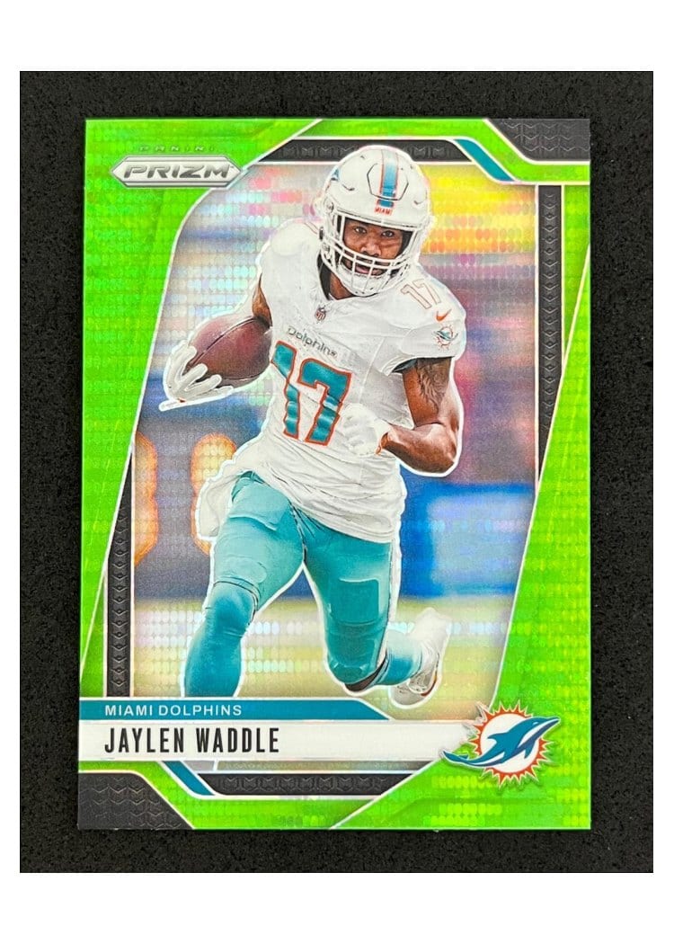 2024 Panini Prizm Base Set Jaylen Waddle Neon Green Pulsar #178 card