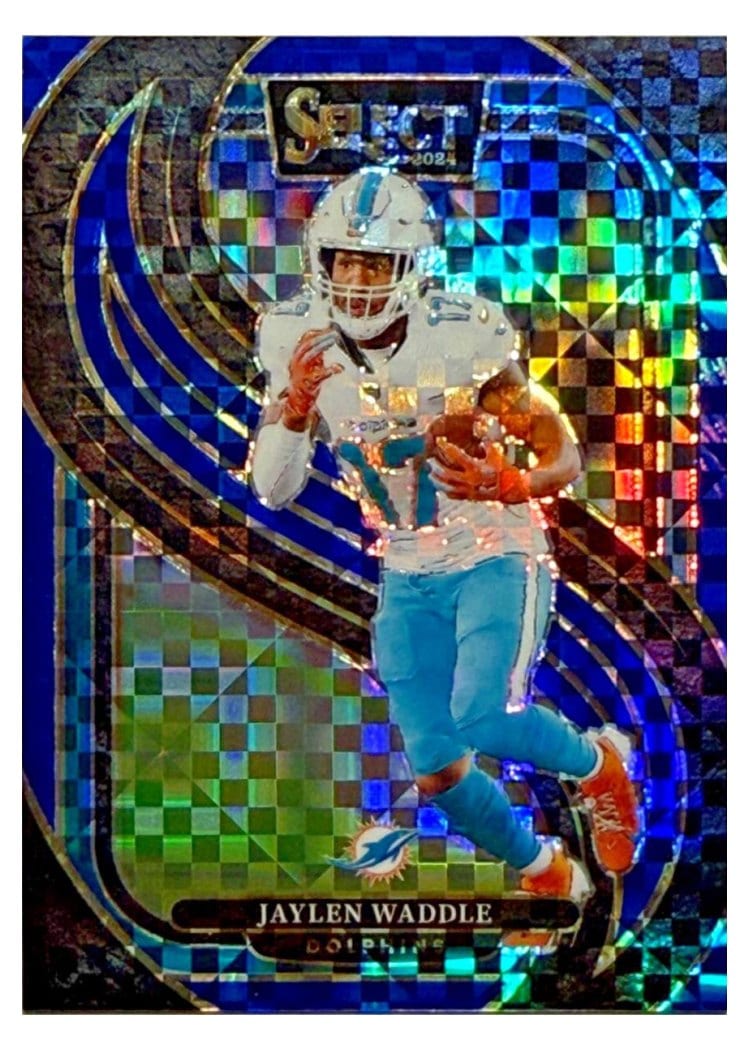 2024 Panini Select Base Set Jaylen Waddle Blue Prizm #168 card