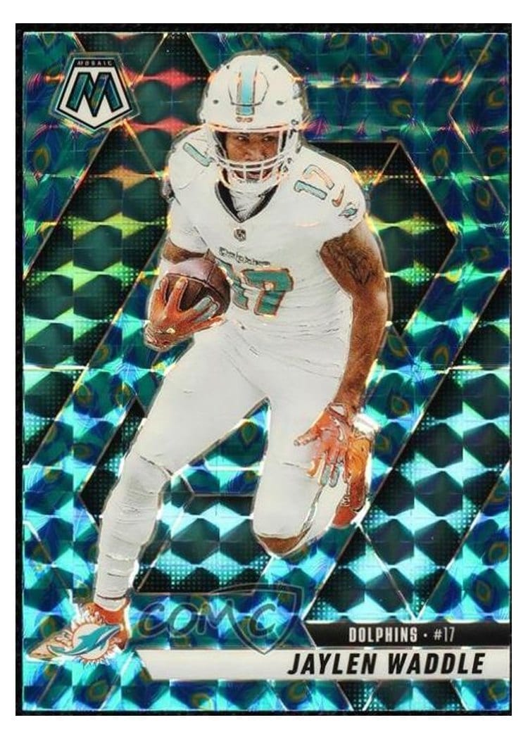 2025 Panini Mosaic Base Set Jaylen Waddle Choice Peacock #155 card