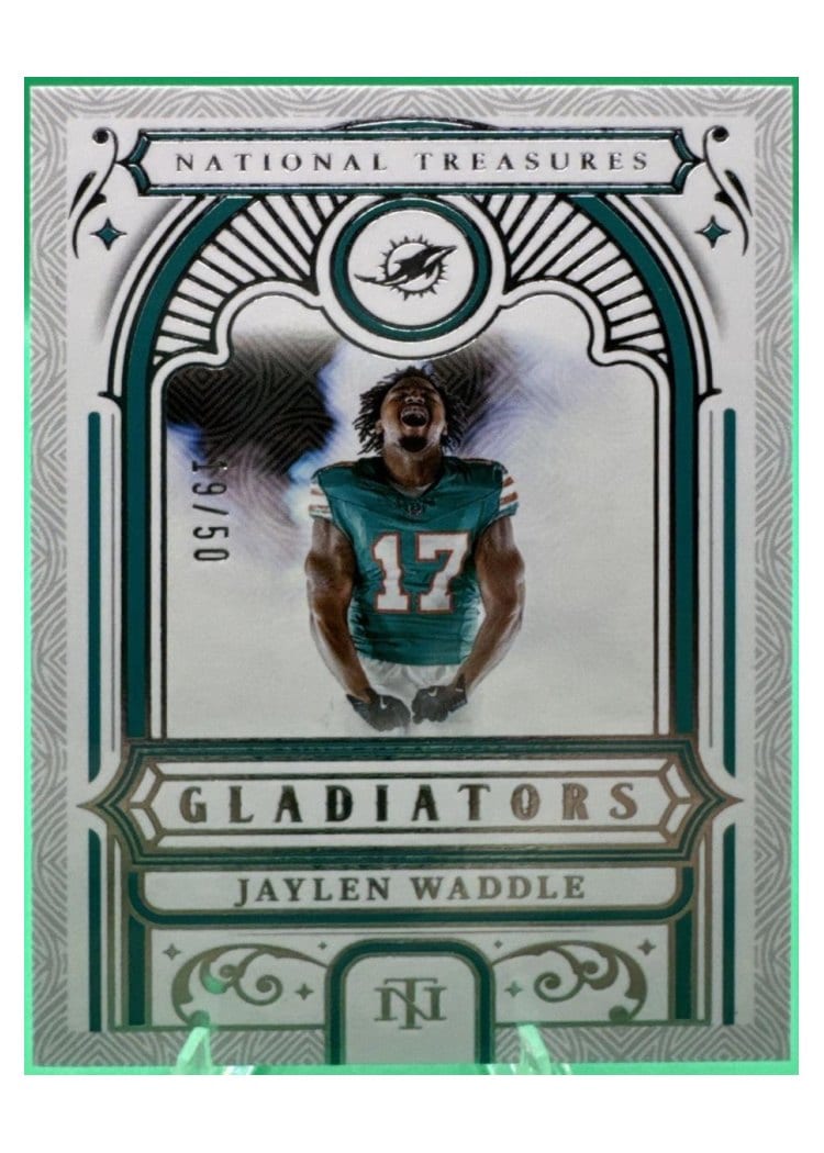 2025 Panini National Treasures Gladiators Jaylen Waddle #18 card