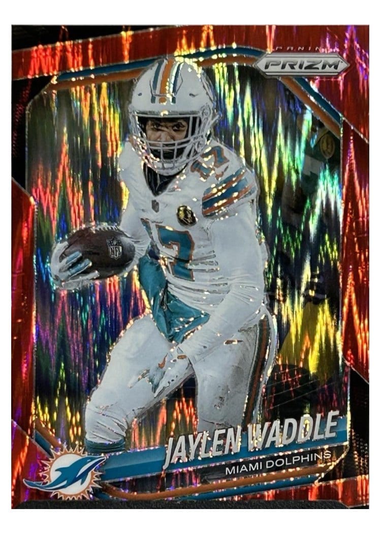 2025 Panini Prizm Base Set Jaylen Waddle Red Flash #172 card
