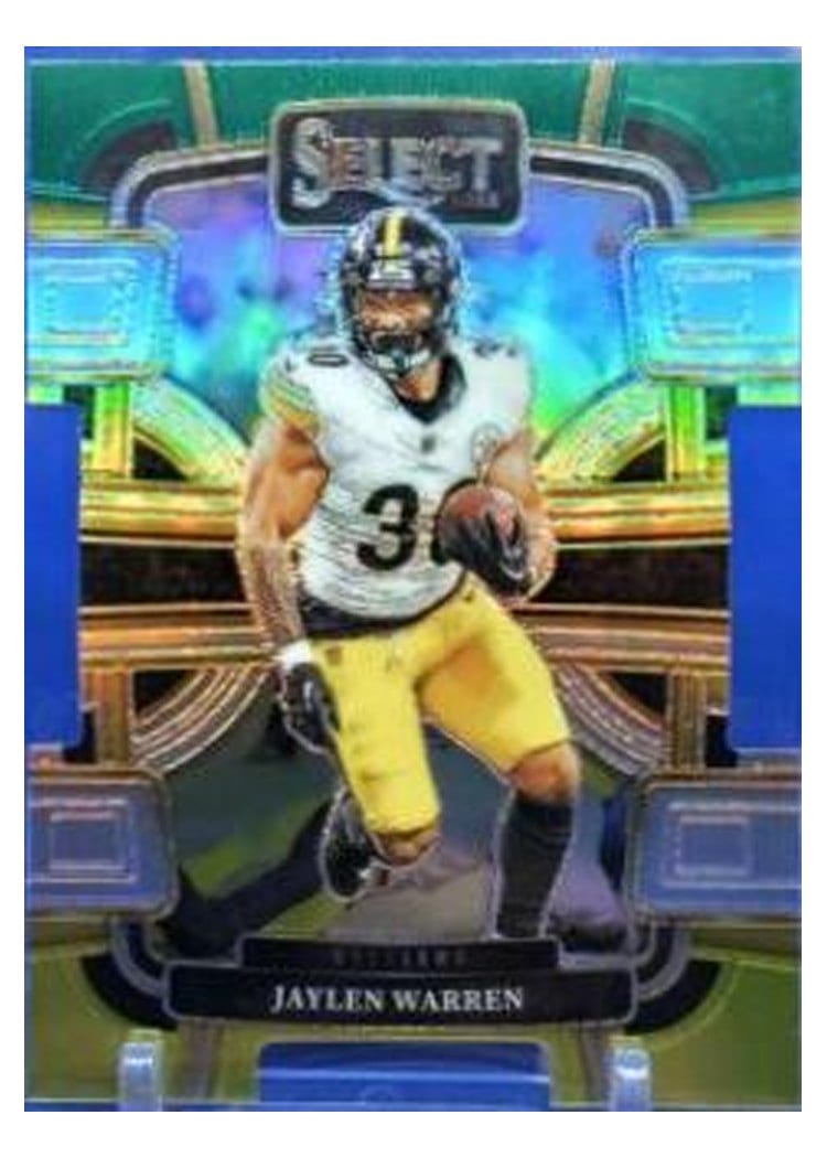 2023 Panini Select Base Set Jaylen Warren Green Yellow Prizm Die-Cut #82 card