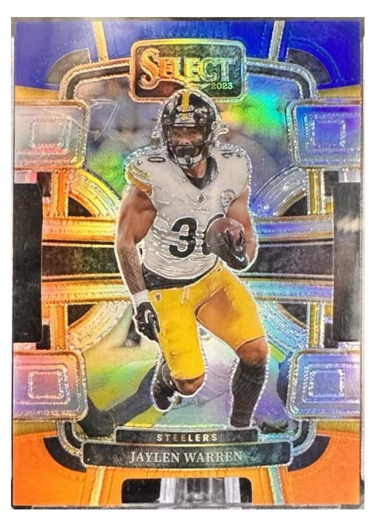 2023 Panini Select Base Set Jaylen Warren Blue Orange Prizm Die-Cut #82 card