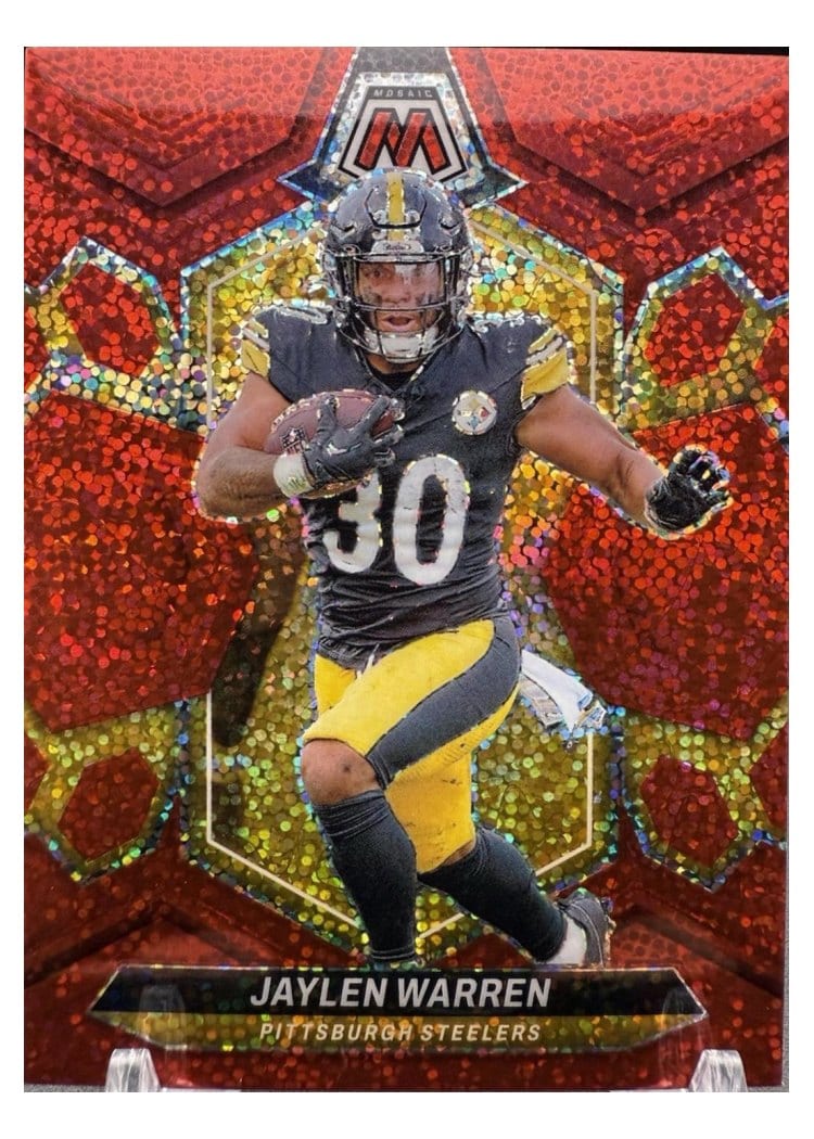 2024 Panini Mosaic Base Set Jaylen Warren Red Sparkle #185 card