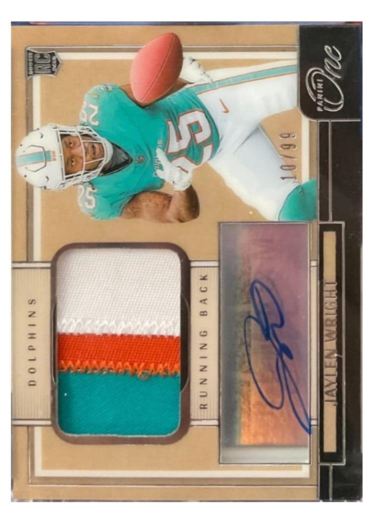 2024 Panini One Premium Rookie Patch Autographs Jaylen Wright #129 card