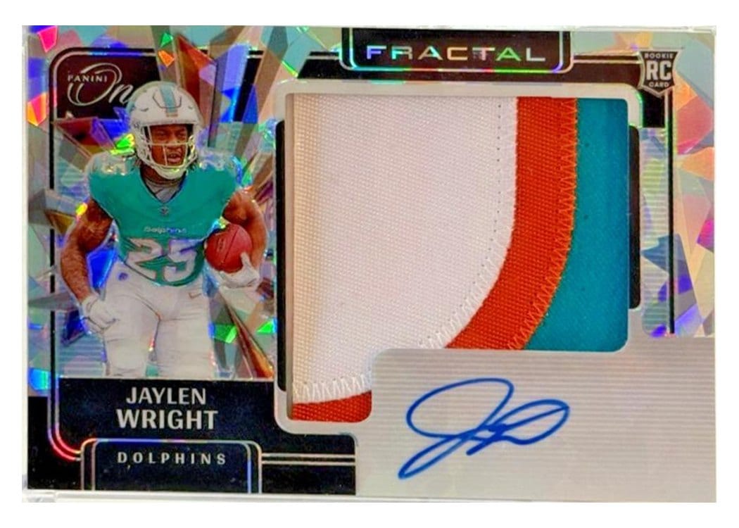2024 Panini One Rookie Fractal Autographs Jaylen Wright #418 card