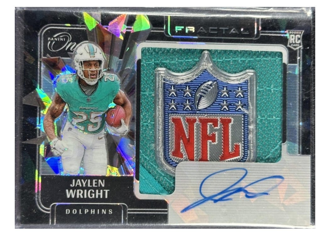 2024 Panini One Rookie Fractal Autographs Jaylen Wright #418 card
