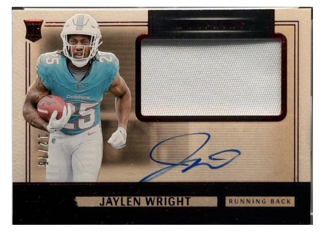 2024 Panini One Rookie Patch Autographs Jaylen Wright #28 card