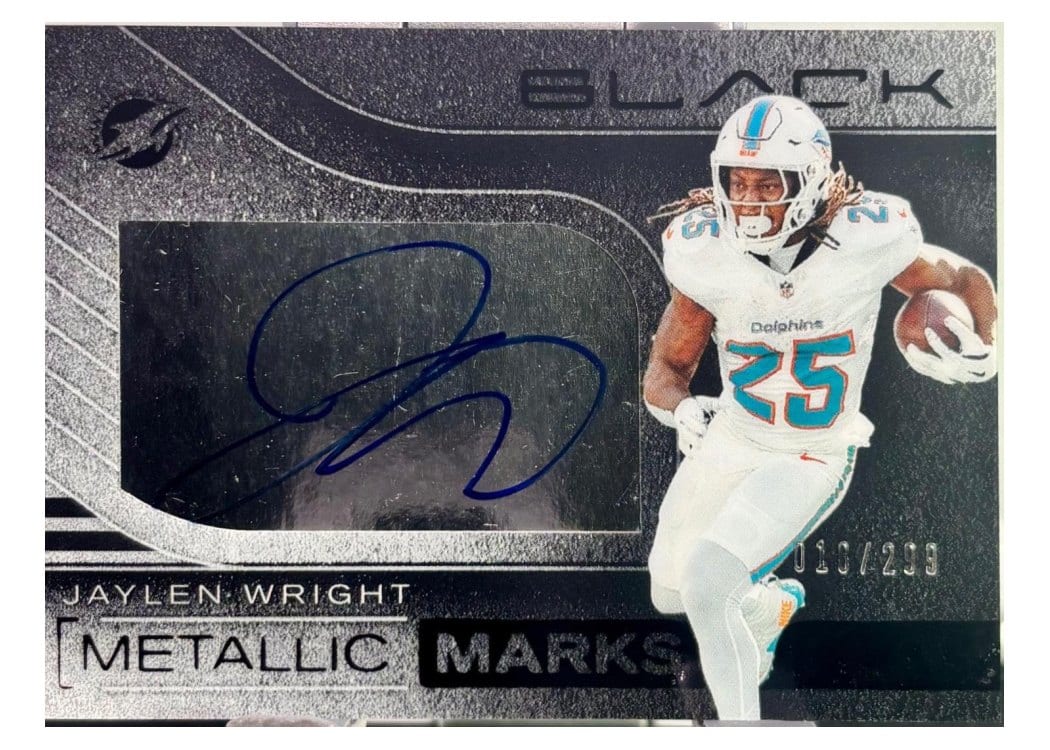 2025 Panini Black Metallic Marks Jaylen Wright #20 card