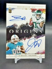 2024 Panini Origins Dual Rookie Autographs Jaylen Wright / Braelon Allen #DA-10 card