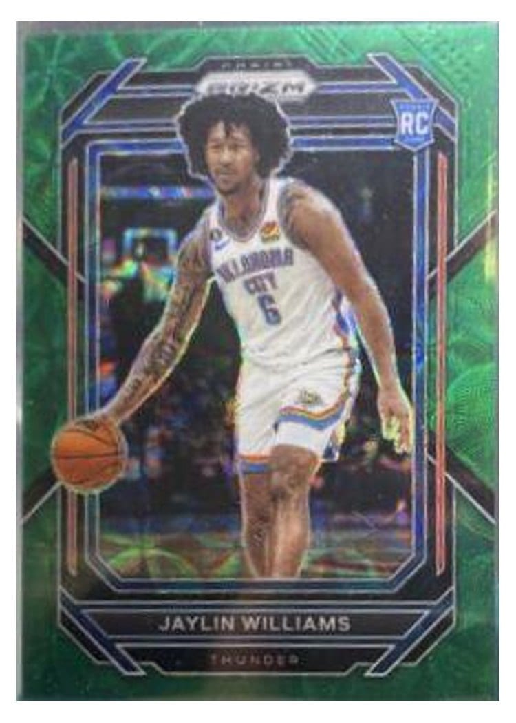 2022-23 Panini Prizm Base Set Jaylin Williams Green Sparkle Prizm #247 card
