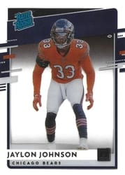 2020 Panini Chronicles Clearly Donruss Rated Rookies Jaylon Johnson #RR-JAJ card