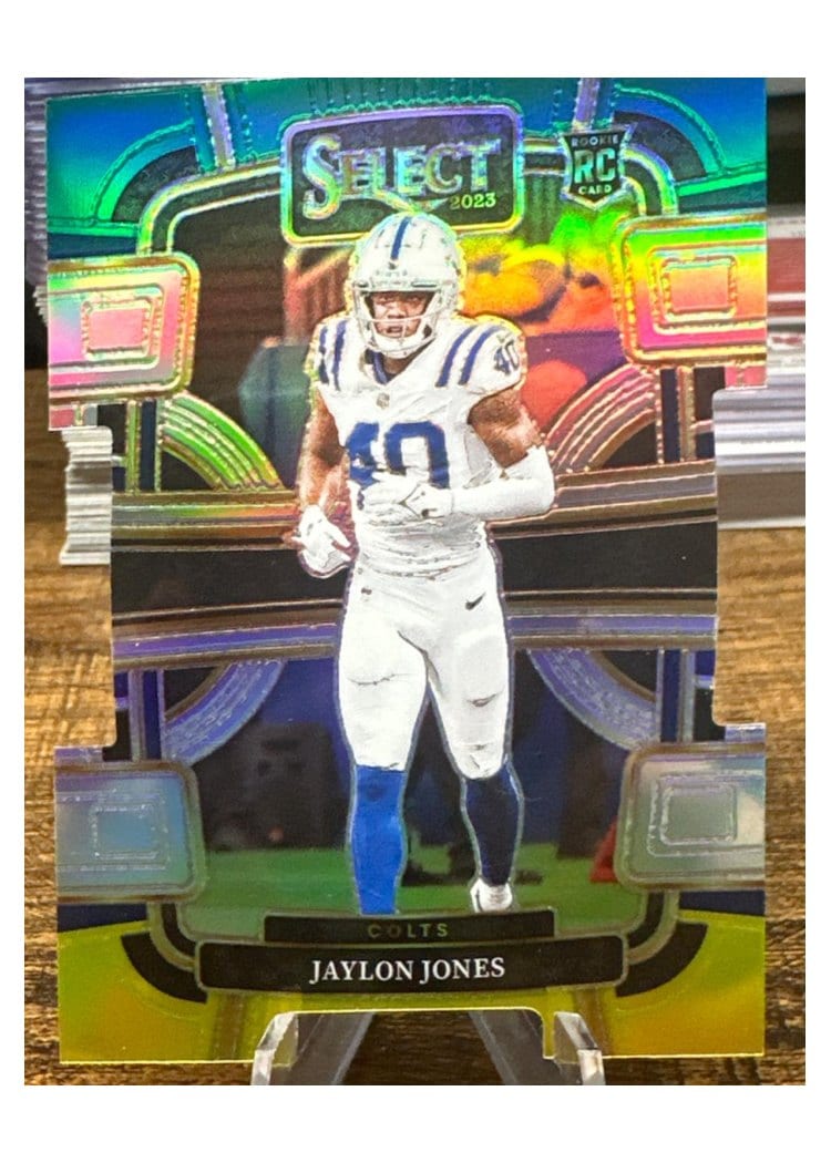 2023 Panini Select Base Set Jaylon Jones Green Yellow Prizm Die-Cut #42 card