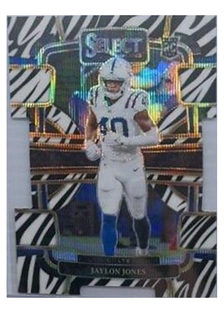 2023 Panini Select Base Set Jaylon Jones Zebra Prizm Die-Cut #42 card