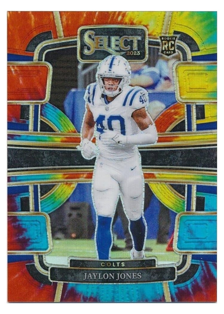 2023 Panini Select Base Set Jaylon Jones Tie-Dye Prizm Die-Cut #42 card