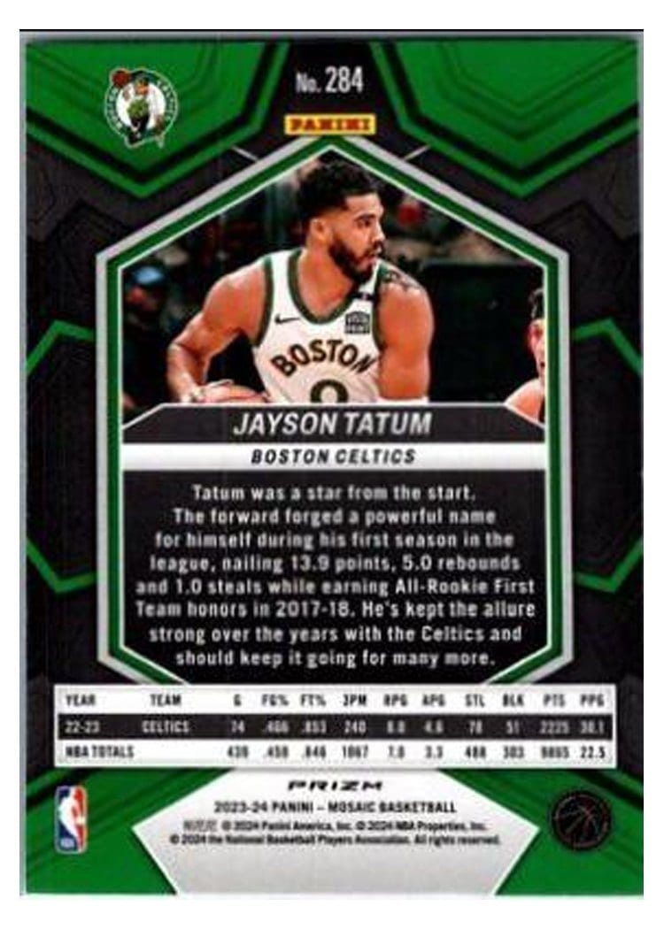 2023-24 Panini Mosaic Base Set Jayson Tatum #284 card