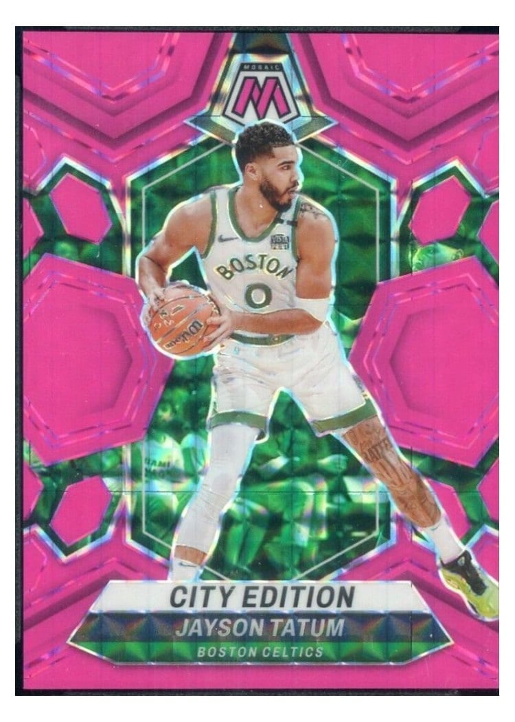 2023-24 Panini Mosaic Base Set Jayson Tatum Pink Fluorescent #284 card