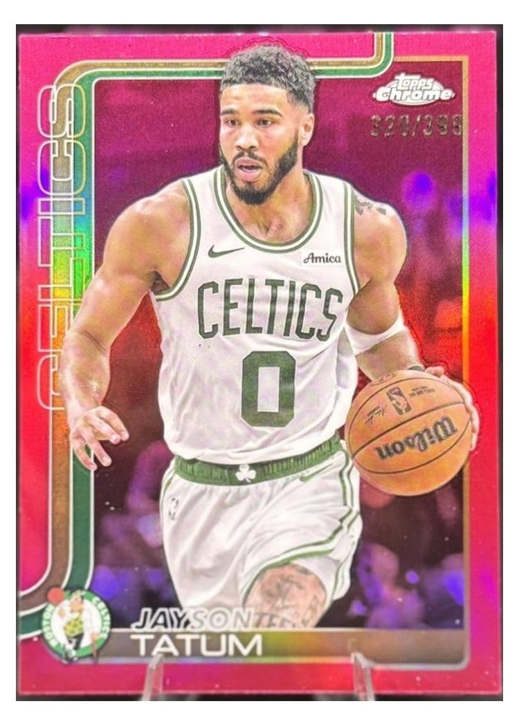 2025 Topps Chrome Jayson Tatum Magenta Refractor #49 card
