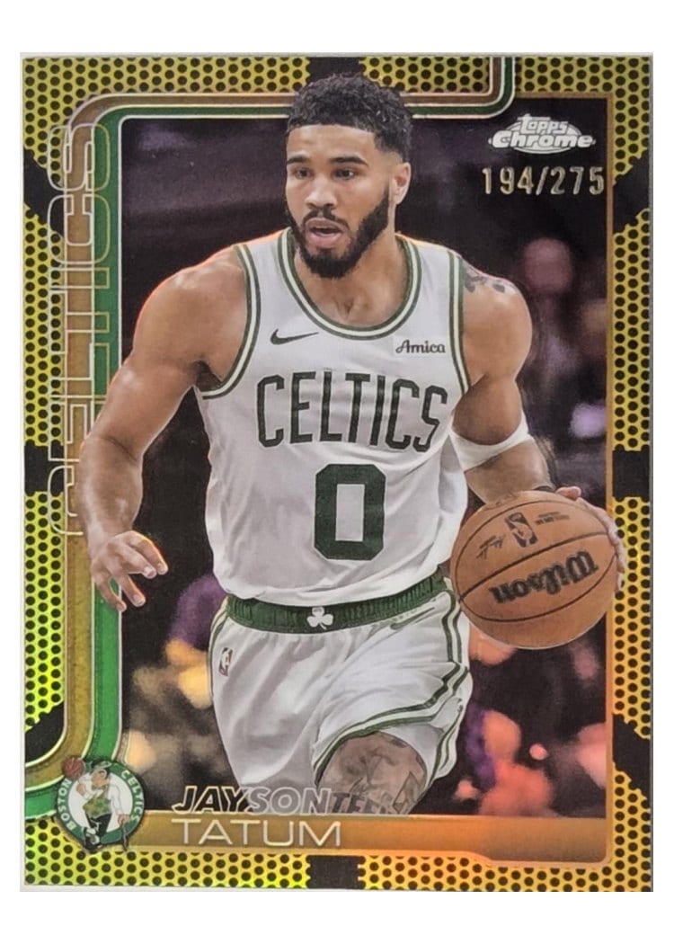2025 Topps Chrome Jayson Tatum Yellow Basketball Refractor #49 card