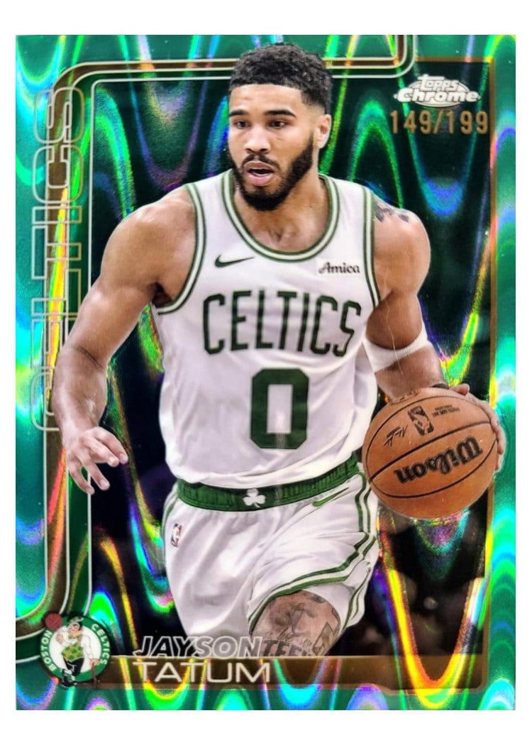 2025 Topps Chrome Jayson Tatum RayWave Aqua Refractor #49 card
