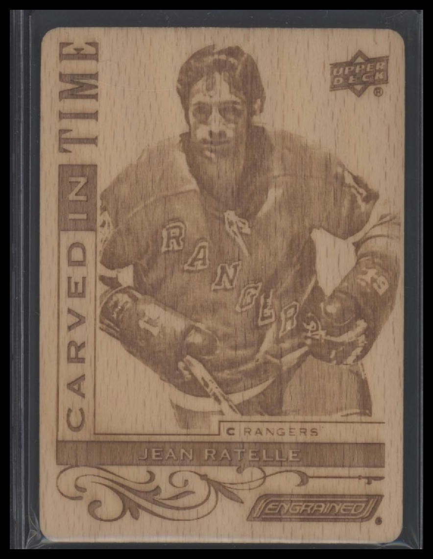 2024-25 Upper Deck Engrained Icons Carved in Time Jean Ratelle #CT-JR card