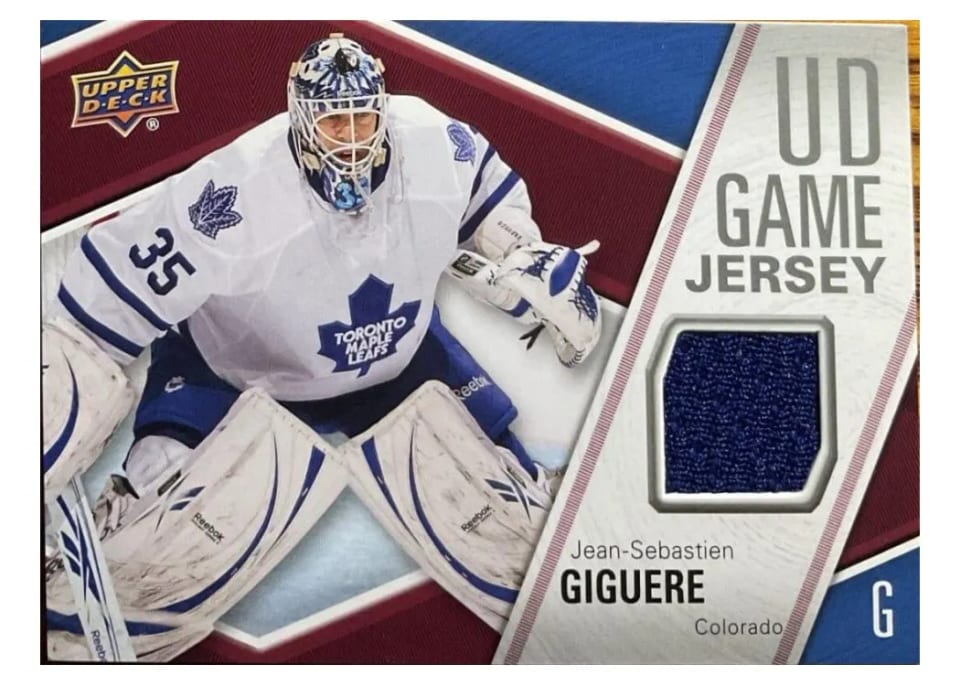 2011 Upper Deck UD Game Jersey Jean-Sebastien Giguere #GJ-JG card