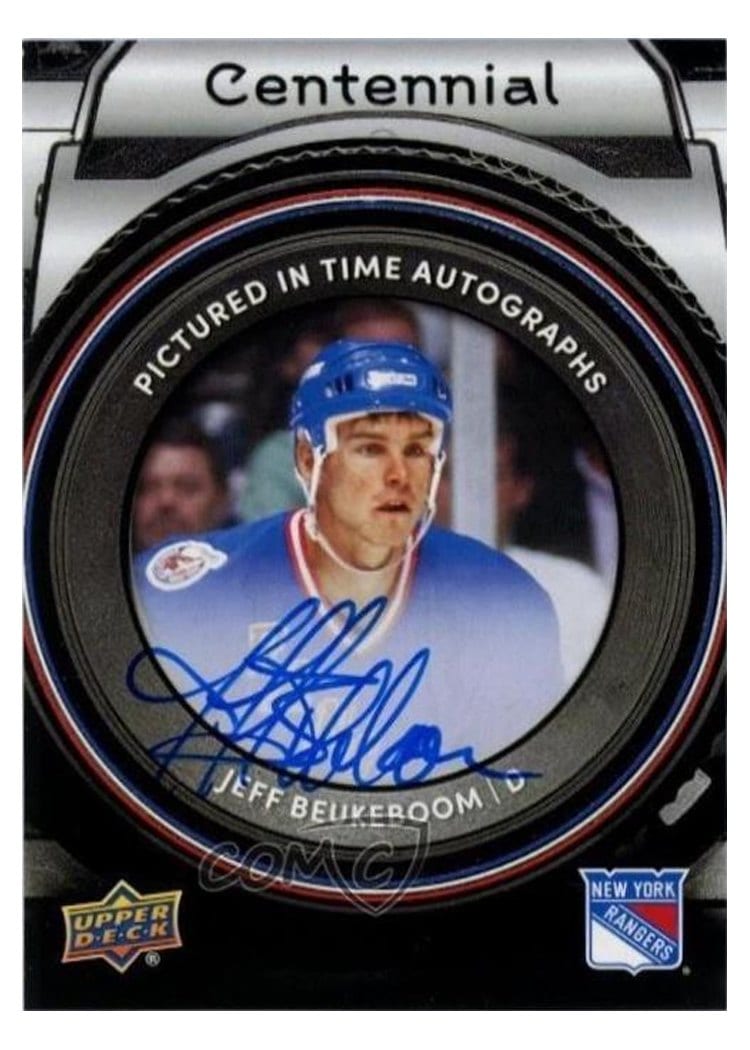 2025-26 Upper Deck New York Rangers Centennial Pictured In Time Autographs Jeff Beukeboom #PIT-JB card