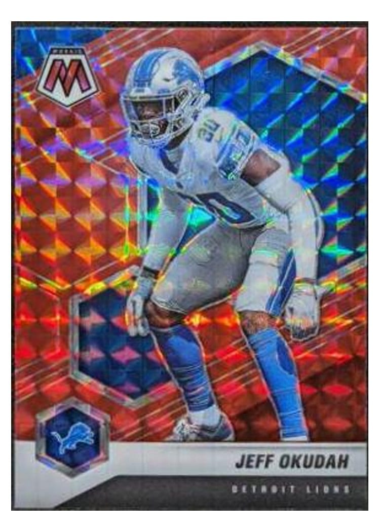 2021 Panini Mosaic Base Set Jeff Okudah Red Mosaic #77 card